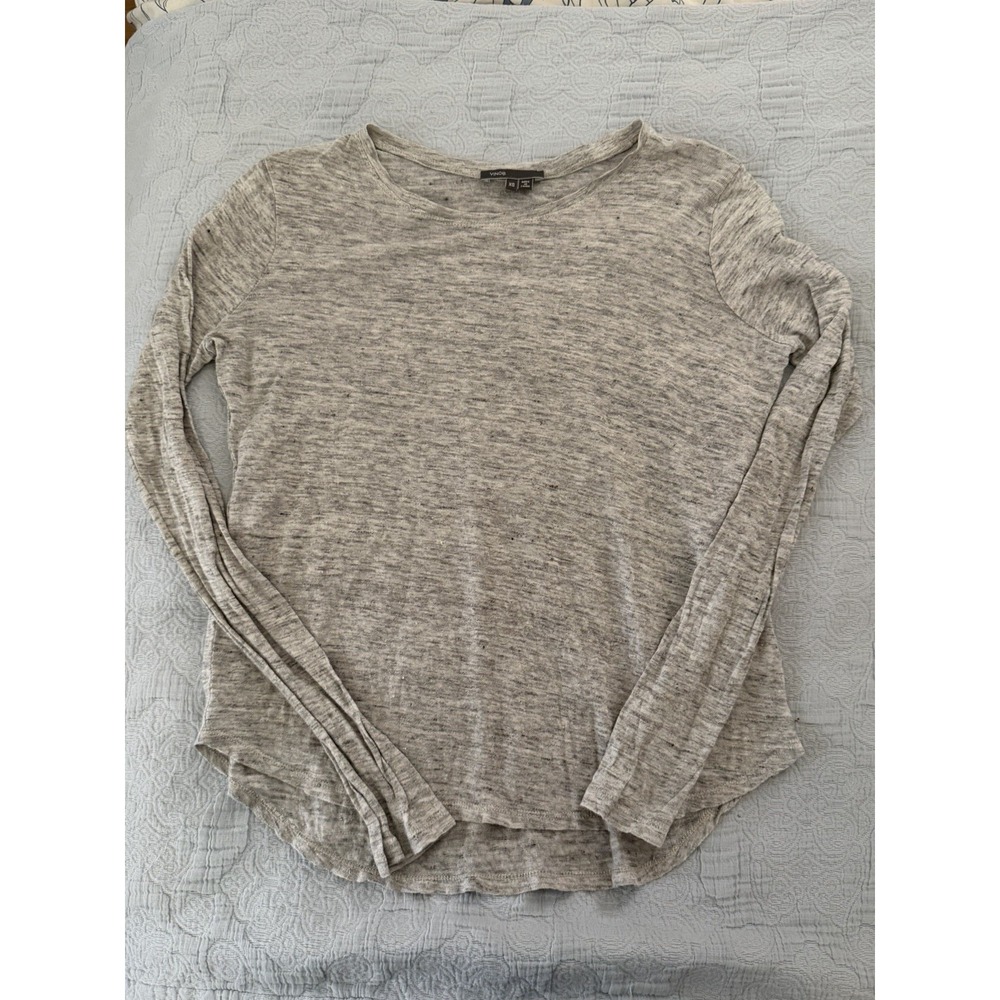 Vince Womens Gray‎ Heather Round Neck Long Sleeve Pullover T-Shirt Size XS Small